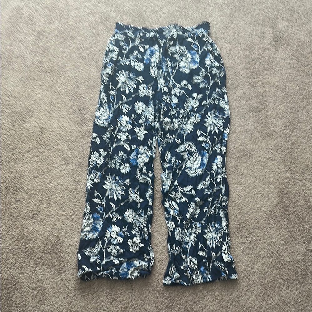 Floral Print Wide-Leg Pants